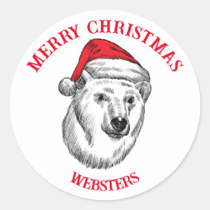 Adesivo Desejo de Natal com urso, Papai Noel personalizáve
