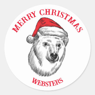 Adesivo Desejo de Natal com urso, Papai Noel personalizáve