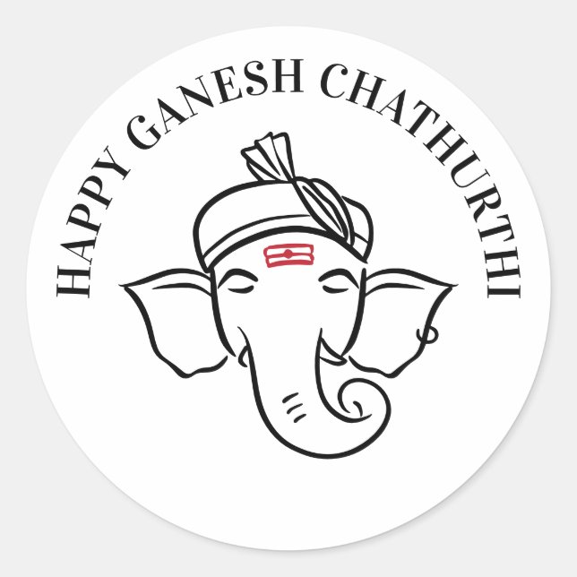 Adesivo Desejos de Ganesh Chathurthi | Deus Indiano  (Frente)