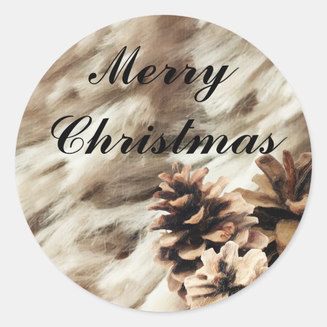 Adesivo Desejos de Inverno Caloroso Cones de Pinheiro Rúst (Frente)