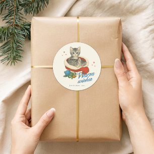 Adesivo Desejos de Natal Quente Gato Vintage