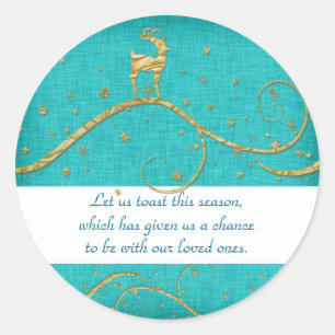 Adesivo Desejos de saudação de renas de Natal de ouro eleg