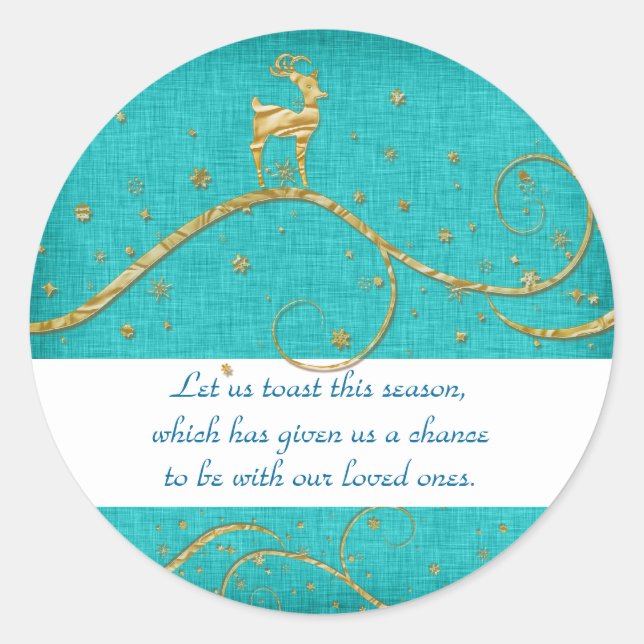 Adesivo Desejos de saudação de renas de Natal de ouro eleg (Frente)