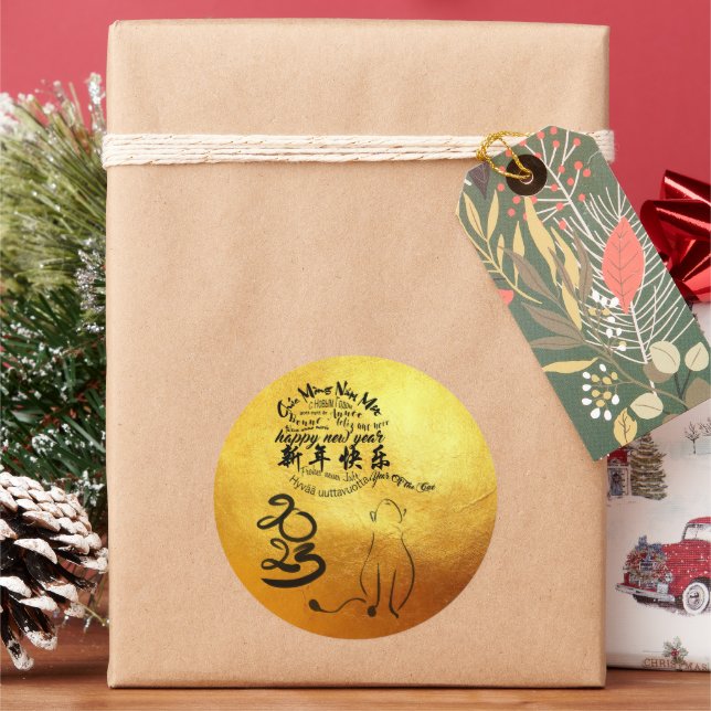 Adesivo Desejos Internacionais — Ano de Gato 2023 Ouro RSt (Feriado)