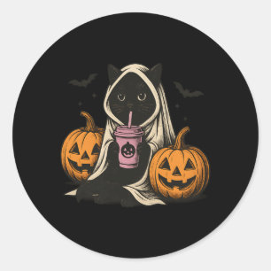 Adesivo Desempenho de Fantasma de Gato Preto no Halloween
