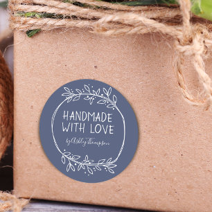 Adesivo Desenhado à Mão Feito à Mão Com Amor Personalizado