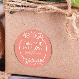 Adesivo Desenhado à Mão Feito à Mão Com Amor Personalizado