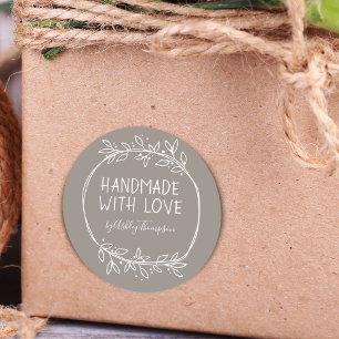 Adesivo Desenhado à Mão Feito à Mão Com Amor Personalizado
