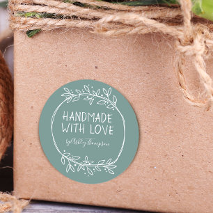 Adesivo Desenhado à Mão Feito à Mão Com Amor Personalizado