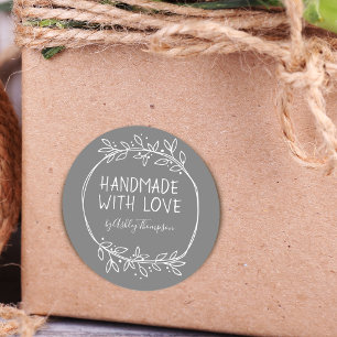 Adesivo Desenhado à Mão Feito à Mão Com Amor Personalizado