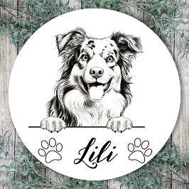 Adesivo Desenho à Mão Personalizado de Australian Shepherd