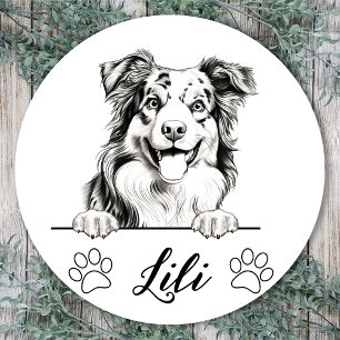 Adesivo Desenho à Mão Personalizado de Australian Shepherd
