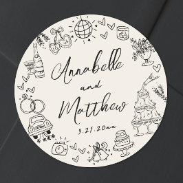 Adesivo Desenho à Mão Vintage Caprichoso Casamento