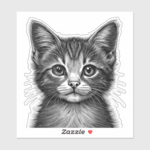 Adesivo Desenho Adorável de Gato Jovem