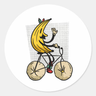 Adesivo Desenho animado de banana retrô fofa andando de bi