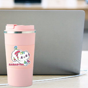 Adesivo Desenho Animado de Gato Engraçado Personalizado Co