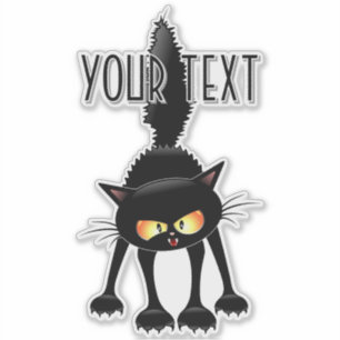 Adesivo Desenho Animado de Gato Preto Engraçado e Feroz