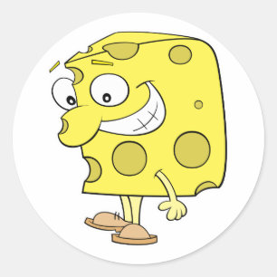 Adesivo desenho animado de queijo suíço bobo feliz
