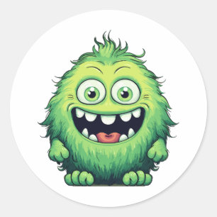 Adesivo Desenho Animado Monstro Verde Fofo Sorridente