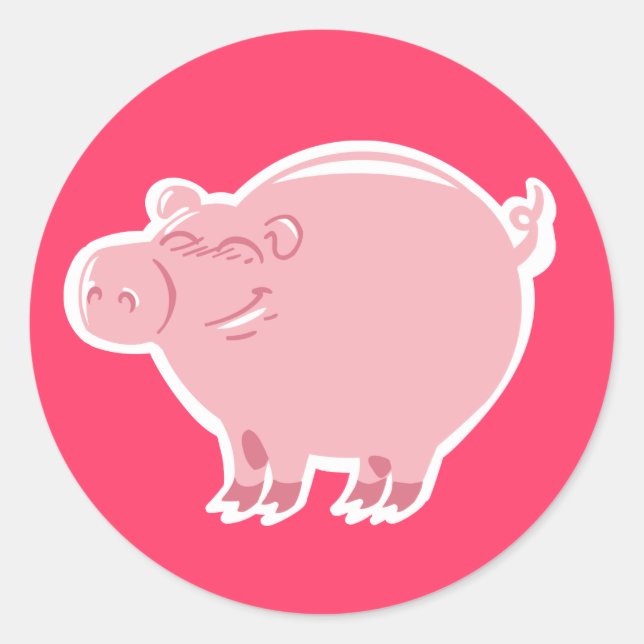Adesivo desenho animado rosa piggy (Frente)