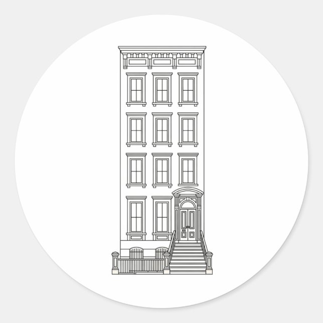 Adesivo Desenho Clássico de Apartamento com Escada de Nova (Frente)