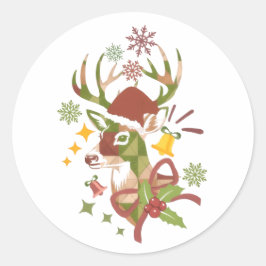 Adesivo Desenho Colorido de Veado de Natal