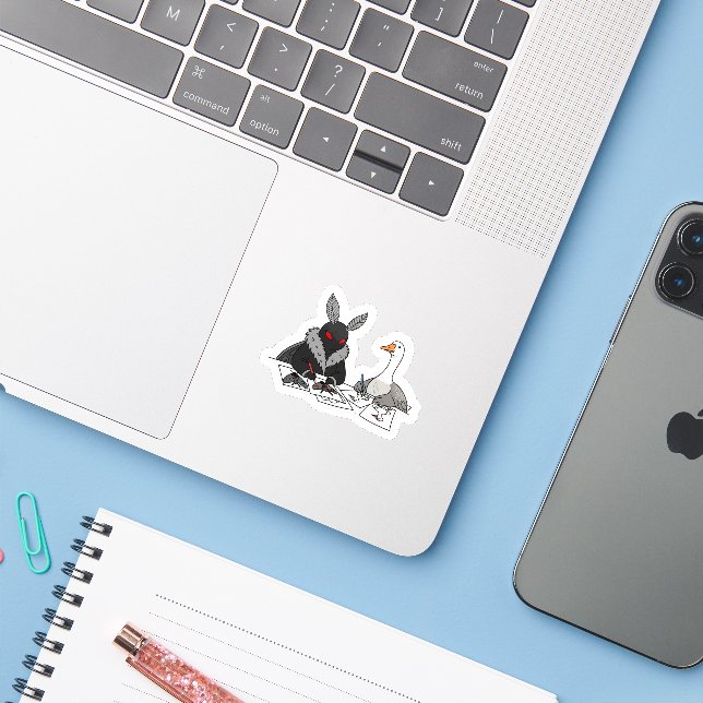 Adesivo Desenho Com Mama E Ganso (Notebook com iPhone)