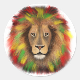 Adesivo Desenho da cabeça de leão Rasta vermelho amarelo v