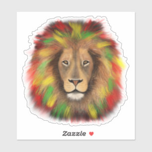 Adesivo Desenho da cabeça de leão Rasta vermelho amarelo v