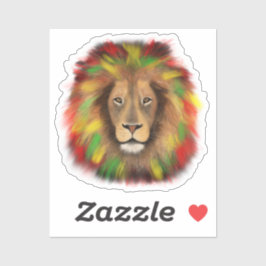 Adesivo Desenho da cabeça de leão Rasta vermelho amarelo v