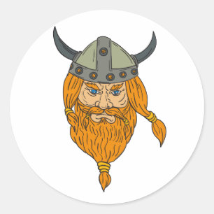 Adesivo Desenho da cabeça do guerreiro de Viking do