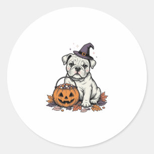 Adesivo Desenho de Abóbora Bulldog de Halloween Gravado Vi