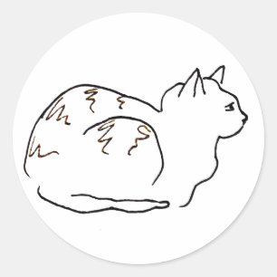 Adesivo Desenho de Arte de Linha Gato Listrado