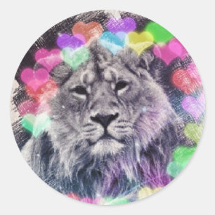 Adesivo Desenho de Arte Digital Lion Heart Bokeh
