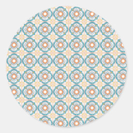 Adesivo Desenho de azulejo circular com floral intrincado 