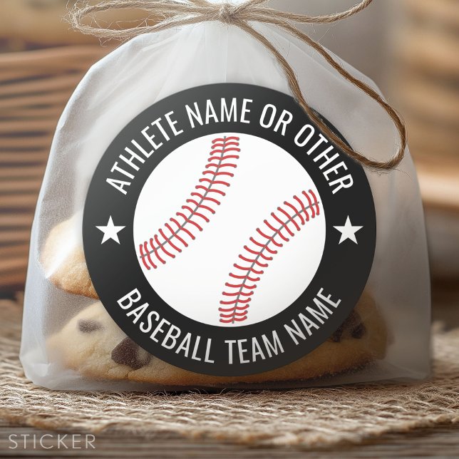 Adesivo Desenho de Baseball com Equipe e Nome de Atleta mo (Custom Sticker)
