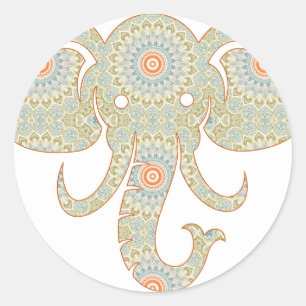 Adesivo Desenho de Cabeça de Elefante Mandala