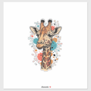 Adesivo Desenho de Camisa Branca de Arte de Girafa de Grav