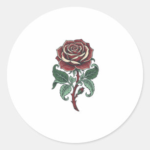 Adesivo Desenho de Camisa Floral de Rosa Gravada Vintage_1