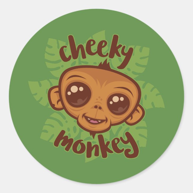 Adesivo Desenho De Cartoon De Macaco Cheiroso (Frente)