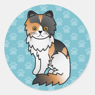 Adesivo Desenho de Cartoons de Gato Calico Persa