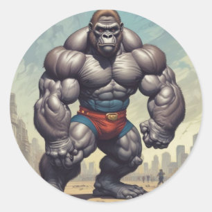 Adesivo Desenho de Cartoons de Pop de Gorilla Bodybuilder