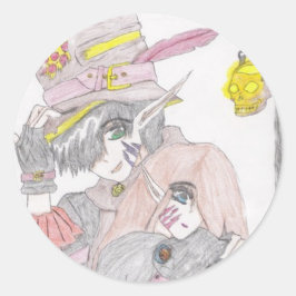 Adesivo Desenho de Casal de Halloween assustador