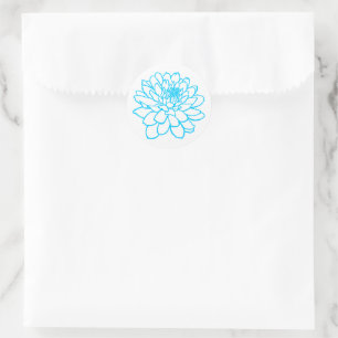 Adesivo Desenho de Chrysanthemum - Azul-Céu em Branco