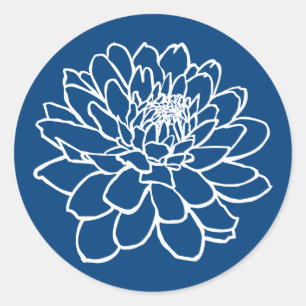 Adesivo Desenho de Chrysanthemum - Branco no Estilo Indigo
