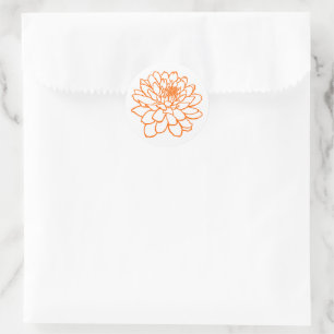 Adesivo Desenho de Chrysanthemum - Laranja em Branco