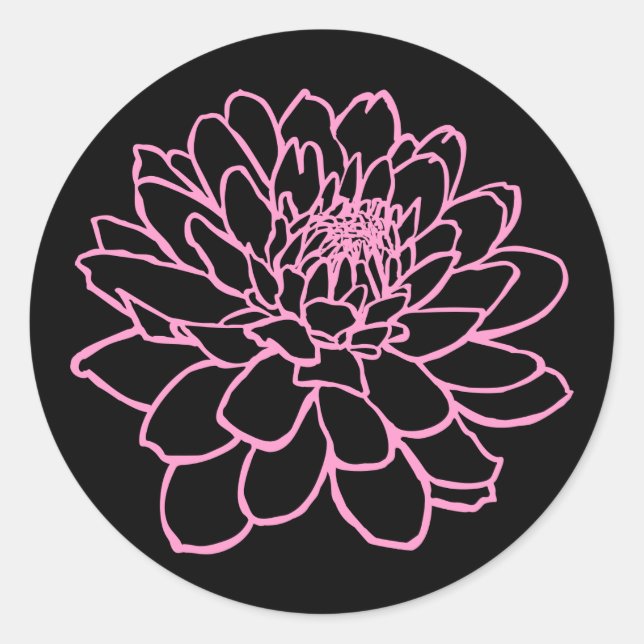 Adesivo Desenho de Chrysanthemum - Rosa em Preto (Frente)