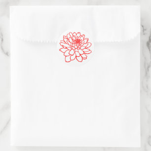 Adesivo Desenho de Chrysanthemum - Vermelho em Branco