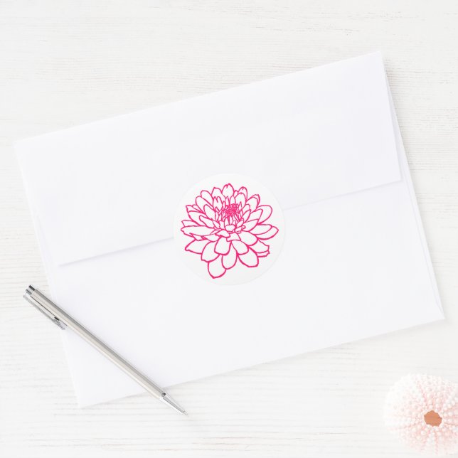 Adesivo Desenho de Chrysanthemum - Vermelho Neon Branco (Envelope)