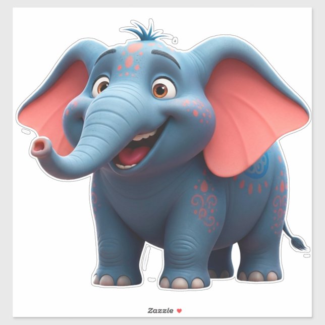 Adesivo Desenho de Elefante Bebê Adorável (Folha)